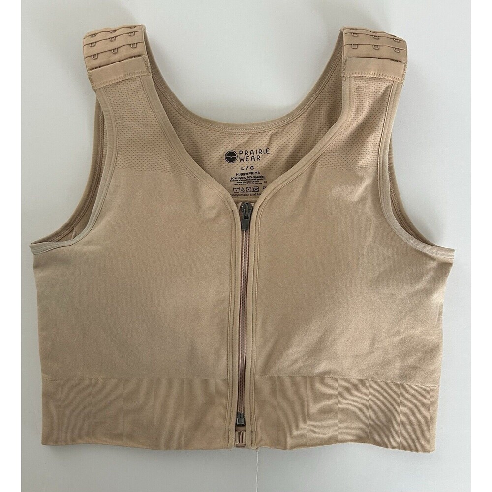 Beige Zip-Front Support Bra